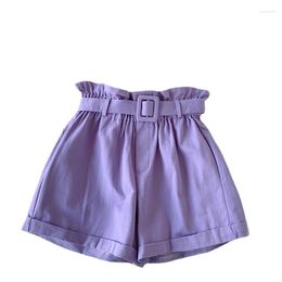 Women's Shorts Solid High Waisted Casual Women Summer A-line Sweet Short Pants Female Fashion Belt Simple All-match Lady Bottoms