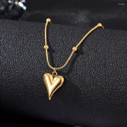 Pendant Necklaces Trendy Gold Colour Stainless Steel Small Love Necklace Bead Chain Jewellery Heart For Women Party Accessories Gifts