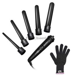 Hair Curlers Straighteners 5 in 1 Curling Wand Set Hair Curling Iron The Wand Hair Curler Roller Gift Set 09-32mm 5pcs Curling Wands Set HKD230918