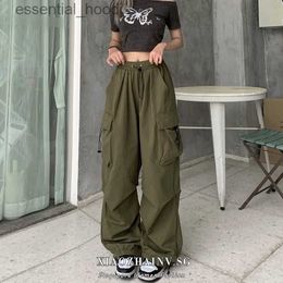 Women's Jumpsuits Rompers Xiaozhainv S-XL High street overalls women clothes loose straight wide leg casual Parachute Y2K Cargo pants L230918