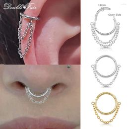 Hoop Earrings Stainless Steel Hanging Segment Clicker Septum Ring With Chain Piercing Nose Ear Cartilage Earring For Unisex Jewellery