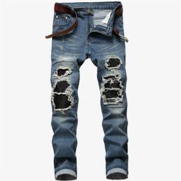 2020 Mens Casual Jeans Slim Fit Hip Hop Denim Men's Jeans Denim Pants Light Blue Black Trousers Motorcycle Pants346P