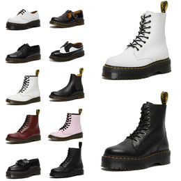 Platform Smooth Leather Chelsea doc martens womens designer boots AirWair dr martins Boot Loafers Shoes woman Ankle martin Yellow Stitch Booties Flexible soles