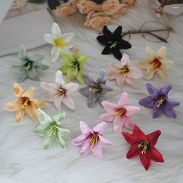 Decorative Flowers Simulation Lily Flower Head Silk Wreath Accessories DIY Material Home Wedding Decoration Ornaments Vase Arrangemen