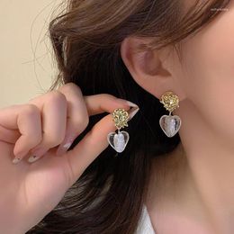 Dangle Earrings Korean French Love Rose For Women Vintage Golden Wedding Proposals Romantic Heart Party Jewelrt Gift