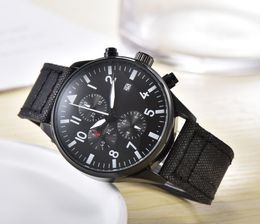 Luxury Watches Chronograph Tops Quartz Black Dial Multifunctional Fashion Business Sports Calendar Silicone Strap Iwcs Mens Watch Six Stitches Iw c