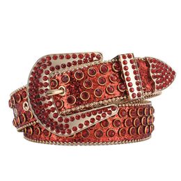 Belts Red Y2K Belts for Women Hip Hop PU Leather Female Belt Sparkle Crystal Studded Bling Belts Cowgirl Cowboy Jeans Belts 230915