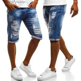 Men's Jeans 2020 Summer New Mens Solid Color Short Jeans Male Hip Hop Flanged Jeans Ripped Slim Denim Jean Shorts For Men Pantalon Homme L2309119