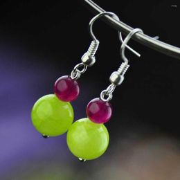 Dangle Earrings 10mm Olive Green Gemstone Beads Silver Hook Beautiful Holiday Gifts FOOL'S DAY Accessories Classic CARNIVAL