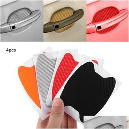 Car Stickers 4Pcs/Set Handle Protection Film Invisible Carbon Fiber Door Scratches Resistant Sticker Drop Delivery Mobiles Motorcycl Dhqjr