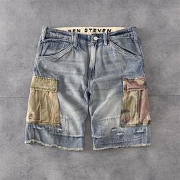 Mens Jeans Short Jeans Camouflage Pocket Cargo Pants Casual Slightly Shorts Fashion Denim Jeans Summer Shorts Pants239Z