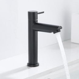 Bathroom Sink Faucets Basin Kitchen Mixer Tap Single Cold Matte Faucet Taps Universal Black Stainless Steel Part