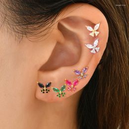 Stud Earrings Korean Stainless Steel Butterfly Ear For Women Mini Crystal Zircon Tragus Earring Cartilage Piercing Jewelry