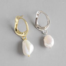 Dangle Earrings Trendy Real 925 Sterling Silver Drop Woman Accessories Natural Baroque Freshwater Pearl Earings Fine Jewelry For Women