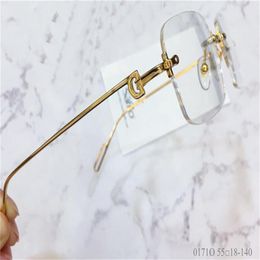 New fashion design optical glasses 0171 K gold square frameless retro modern business style unisex can make prescription glasses338V