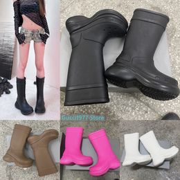 Women Designer Boot Boots Rain Rubber Winter Rainboots Platform Ankle Slip-On Half Pink Black Green Focalistic Outdoor Luxury boots EUR 35-45