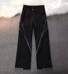 Men's Jeans Men Y2k Black Zipper Design slit Slightly Flared Pants Vertical Feeling Straight Casual American Retro Trousers 230918