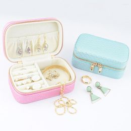 Jewellery Pouches Mini PU Leather Box Portable Multi-Functional Earrings Ring Bracelet Storage Display Case Zipper Organiser Packaging