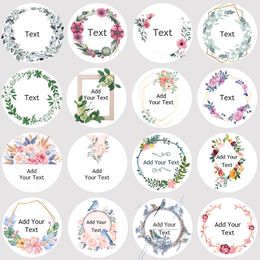 Adhesive Stickers 100pcs 40mm custom sealing sticker white background DIY wreath stickers Customized Wedding party Round text 1.5Inch 230918