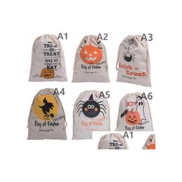 Gift Wrap Cotton Canvas Halloween Sack Children Favour Candy Cloth Bag Pumpkin Spider Treat Or Trick Dstring Bags Party Festive Cosplay Dhgbe