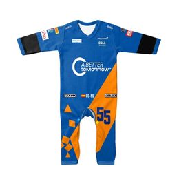 Rompers Blue Baby Jumpsuit Extreme Sports Series Formula One Boy Girl Crawling Suit 2023 Selling Racing McLaren Team 230915