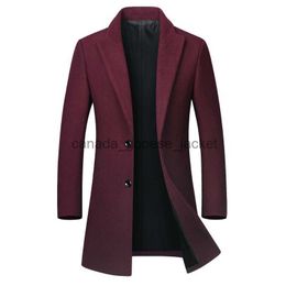 Women's Wool Blends Autumn and Winter New Men's Italian Style Elegant and Fashionable Mid-length Simple Suit Collar Casual Slim Woollen CoatL230918