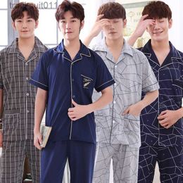 Women's Sleepwear Short Sleeve Cotton Pyjamas Male Sleepwear Men's Sleepwear Cardigan Pyjamas Set for Men Father Day Gift Boyfriend L230918