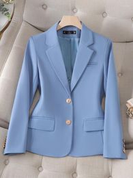 Women's Suits Women Formal Blazer Autumn Winter Single Breasted Long Sleeve Blue Apricot Coffee Black Female Slim Coats Business Casual