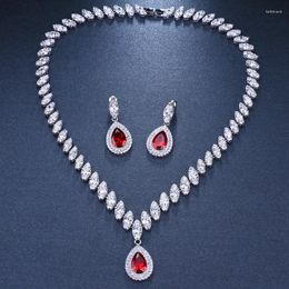 Necklace Earrings Set High Quality Classic Brilliant Drop Cubic Zirconia Jewellery For Women Brides Wedding Accessories