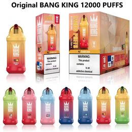 Original BANG KING 12000 Puffs Disposable Vape E Cigarettes 23ml Pod Device 650mAh Rechargeable Battery 0% 2% 3% 5% Strength 20 Flavours Quick Shipping 12K