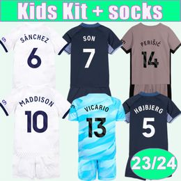 2023 24 SANCHEZ SON Kid Kit Soccer Jerseys ROMERO HOJBJERG E. ROYAI KULUSEVSKI Home White Away 3rd Goalkeeper Children's suit Football Shirt Short Uniforms