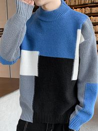 Men's Sweaters 2023 Men Knitted Autumn Pullovers Harajuku Streetwear Contrast Color Sweater Striped Women Knitwear A06