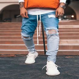 Laamei Gradient Colour Ripped Jeans Men Casual Sport Joggers Jeans Mens Slim Motor Biker Hip Hop Zipper Denim Pants Trousers234o