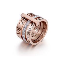 Luxurious Designer for Woman Ring Zirconia Engagement Titanium Steel Love Wedding Rings Silver Rose Gold Fashion jewelry Gifts Wom216F