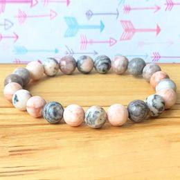 MG1202 Pink Zebra Jasper Wrist Mala Bracelet High Quality Natural Stone Beaded Bracelet Women's Heart Chakra Jewelry250R