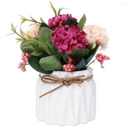 Decorative Flowers 1 Pcs Artificial Mini Potted Plants Home Decoration Assorted Hydrangea