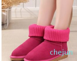 Factory price women snow boots Soft comfortable Cashmere knitting and sheepskin fur combination keep warm boot Birthday Christmas