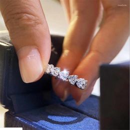 Cluster Rings Choucong Jewellery 925 Sterling Silver Pear Cut White Topaz CZ Diamond Party Promise Women Wedding Band Ring Gift