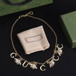 Designer Diamond Pearl Bee Necklace G Jewelry gift