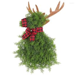 Decorative Flowers Christmas Wreath Artificial Pine Needle Elk Door For Outdoor Home Decorations Xmas Hanging Decoration Party