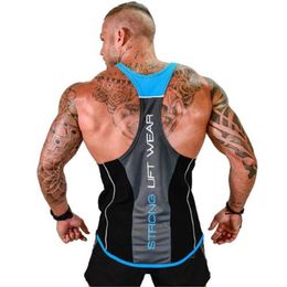 New Men Tank top Gyms Workout Fitness Bodybuilding sleeveless shirt Male clothing Casual Singlet vest Undershirt With Letter Print2590