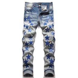 Plus Size Designer Jeans Mens Denim Embroidery Pants Fashion Holes Trouser US Size Hip Hop Distressed Zipper trousers For Male 202343u