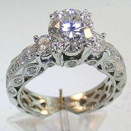 Cluster Rings Vintage Three Stone Lab Diamond Promise Ring 925 Silver Engagement Wedding Band For Women Bridal Party Jewellery