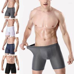 Underpants Men's Ice Silk Extended Briefs Sexy Elastic Sports Fitness Underwear High Quality Soft Breathable Plus Size