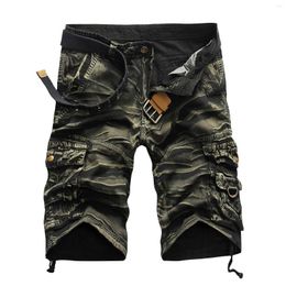 Men's Shorts Mens Cargo Summer Casual Camouflage Print Work With Multi Pockets Relaxed Fit Straight Button Zipper Beach Pants