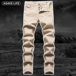 Men's Jeans Four Seasons Fashion Personality Printed Men Outdoor Jean Trousers Young Male Washed Straight Elastic Denim Pant 230918