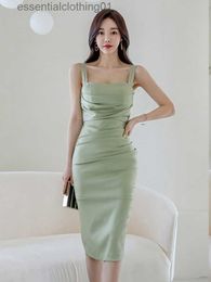 Basic Casual Dresses Fashion Summer One Piece Evening Dresses For Women Elegant Sexy Strap Slim Midi Party Gown Vacation Mujer Vestidos Fiesta Street L230918