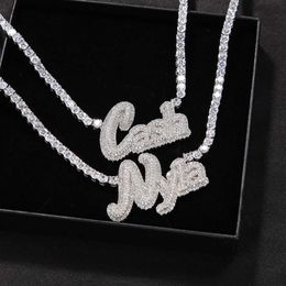 Unique Fashion Custome Name Letter Necklace Gold Plated Bling Icy CZ Letter Pendant Necklace With 4mm 20inch CZ Tennis Chain for M281l