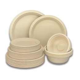 Disposable Flatware 50pc Bagasse Compostable Log Disposable Round Tableware Paper Plates Biodegradable Sugarcane Fibre Party Disposable Tableware 230918