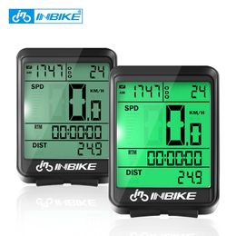 Bike Computers INBIKE Waterproof Bicycle Computer Wireless And Wired MTB Bike Cycling Odometer Stopwatch Speedometer Watch LED Digital Rate 230918